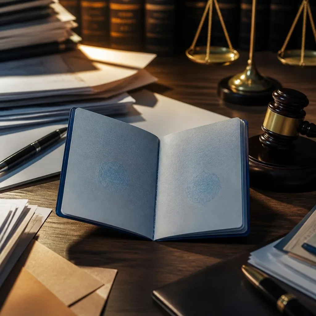 Carteira de trabalho aberta sobre documentos jurídicos relacionados a trabalho sem registro.